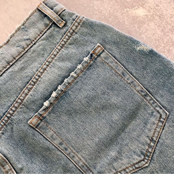 ZARA Hi-Rise Mini Distressed Light Wash Denim Skirt, XXL NWT - Picture 8 of 9